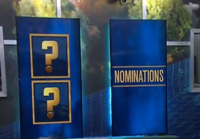 Game show nomination board with question marks. Game show nomination board with question marks.