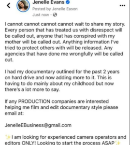 Janelle Evans Labeled Delusional After Social Media Post