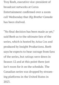 Big Brother Canada On Hiatus Again