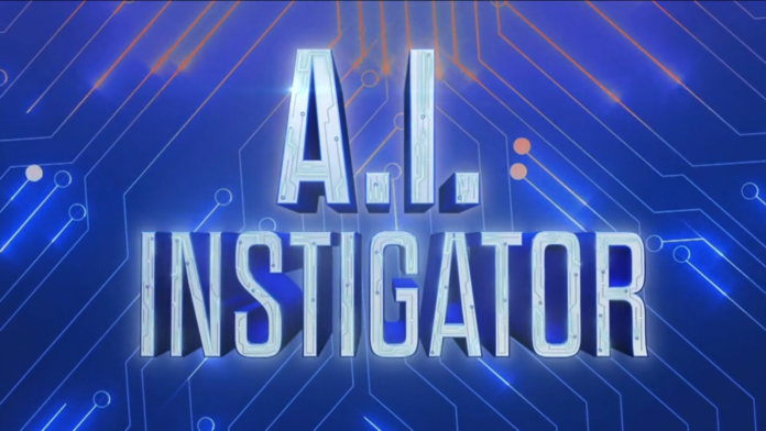 Title screen reading 'A.I. Instigator' with digital circuit background. Title screen reading 'A.I. Instigator' with digital circuit background.