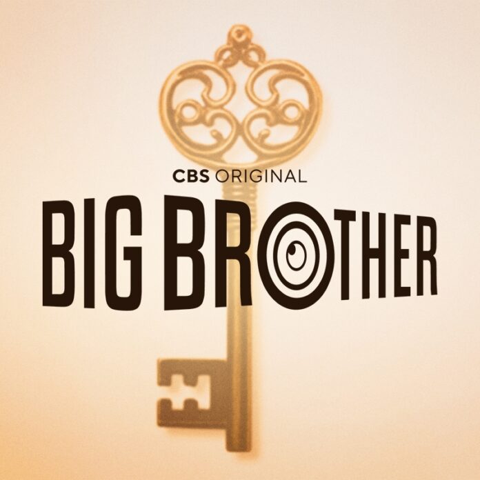 Logo of CBS's Big Brother featuring a golden key and target design. Logo of CBS's Big Brother featuring a golden key and target design.
