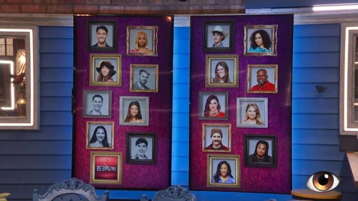 Two panels displaying framed photos of contestants in a competition. Two panels displaying framed photos of contestants in a competition.