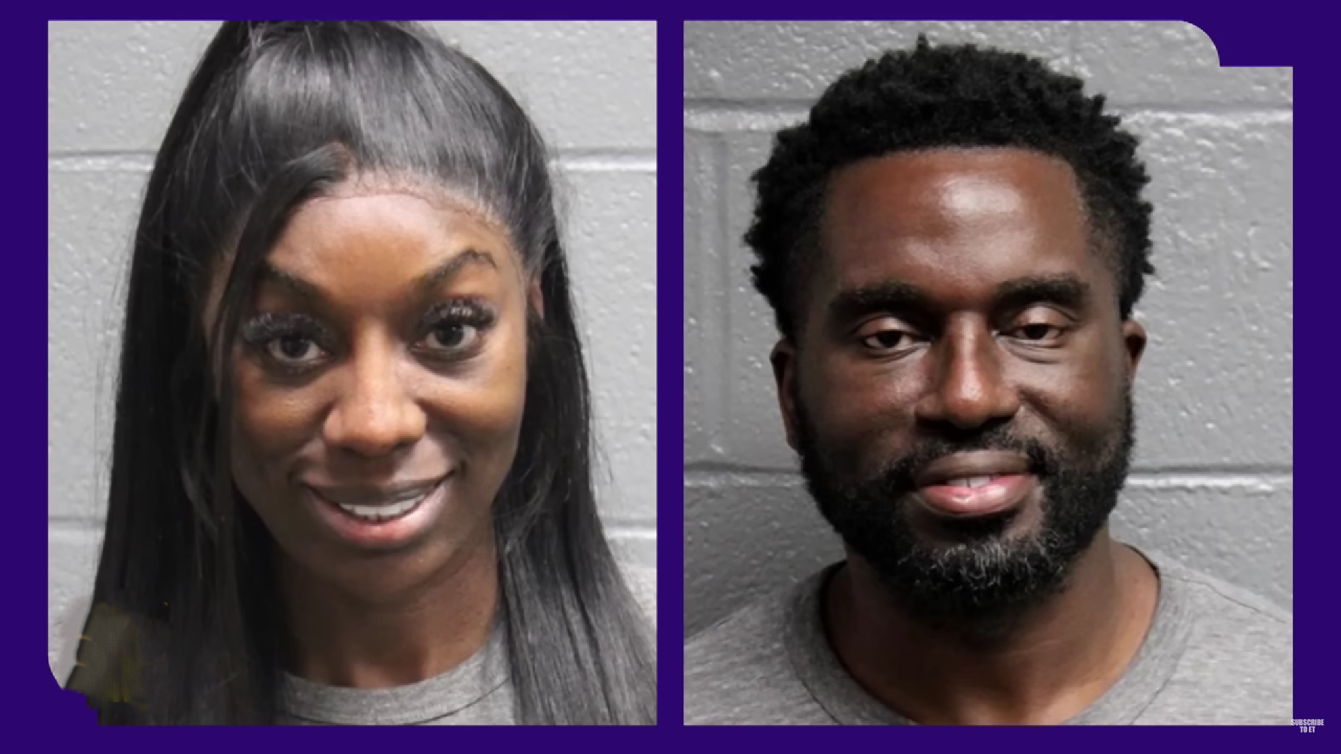 Two smiling individuals, a woman on the left and a man on the right, against a purple background.