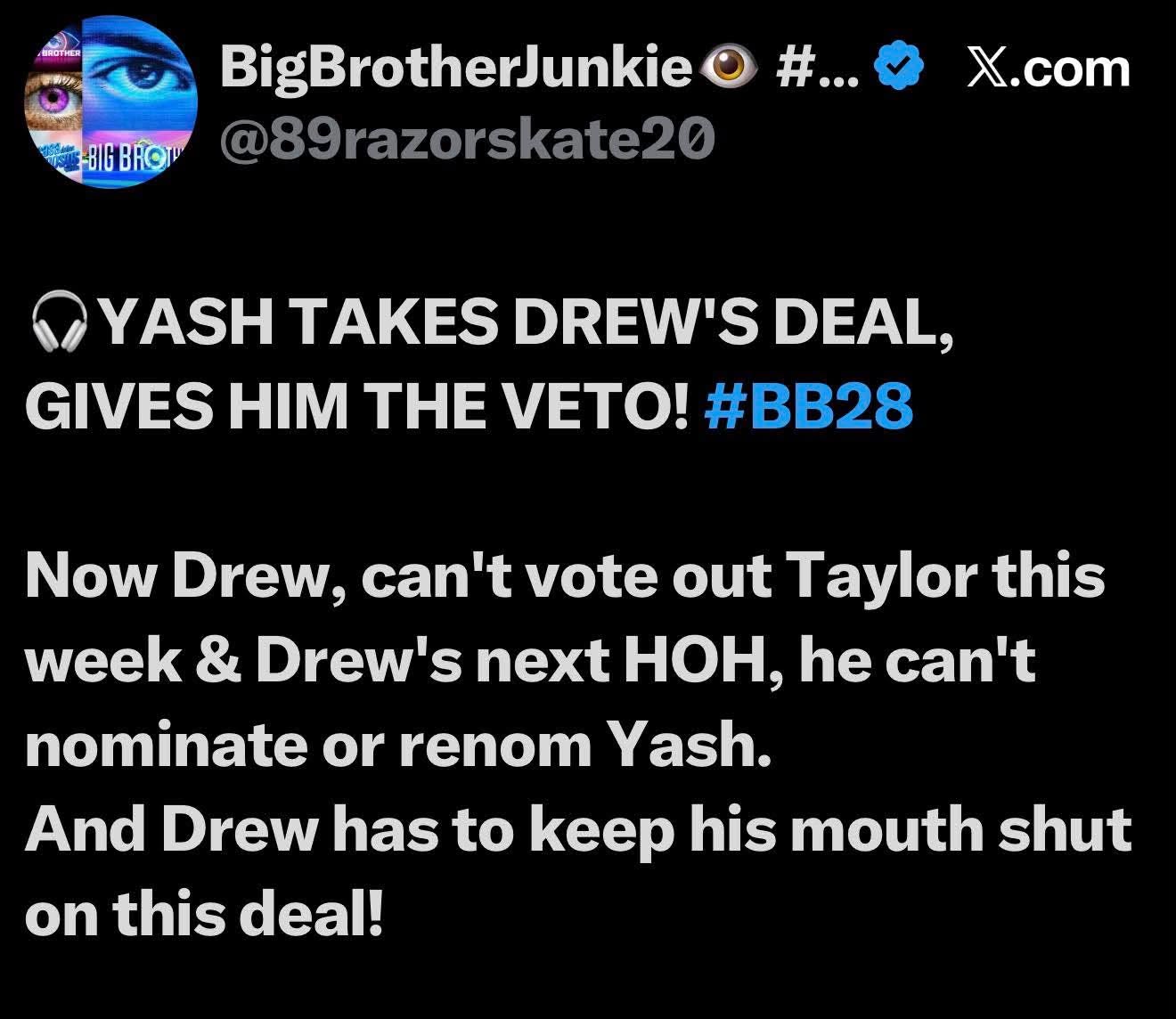 Big Brother 28: Veto Deal With Yash Could Cost A Loyal Ally!
